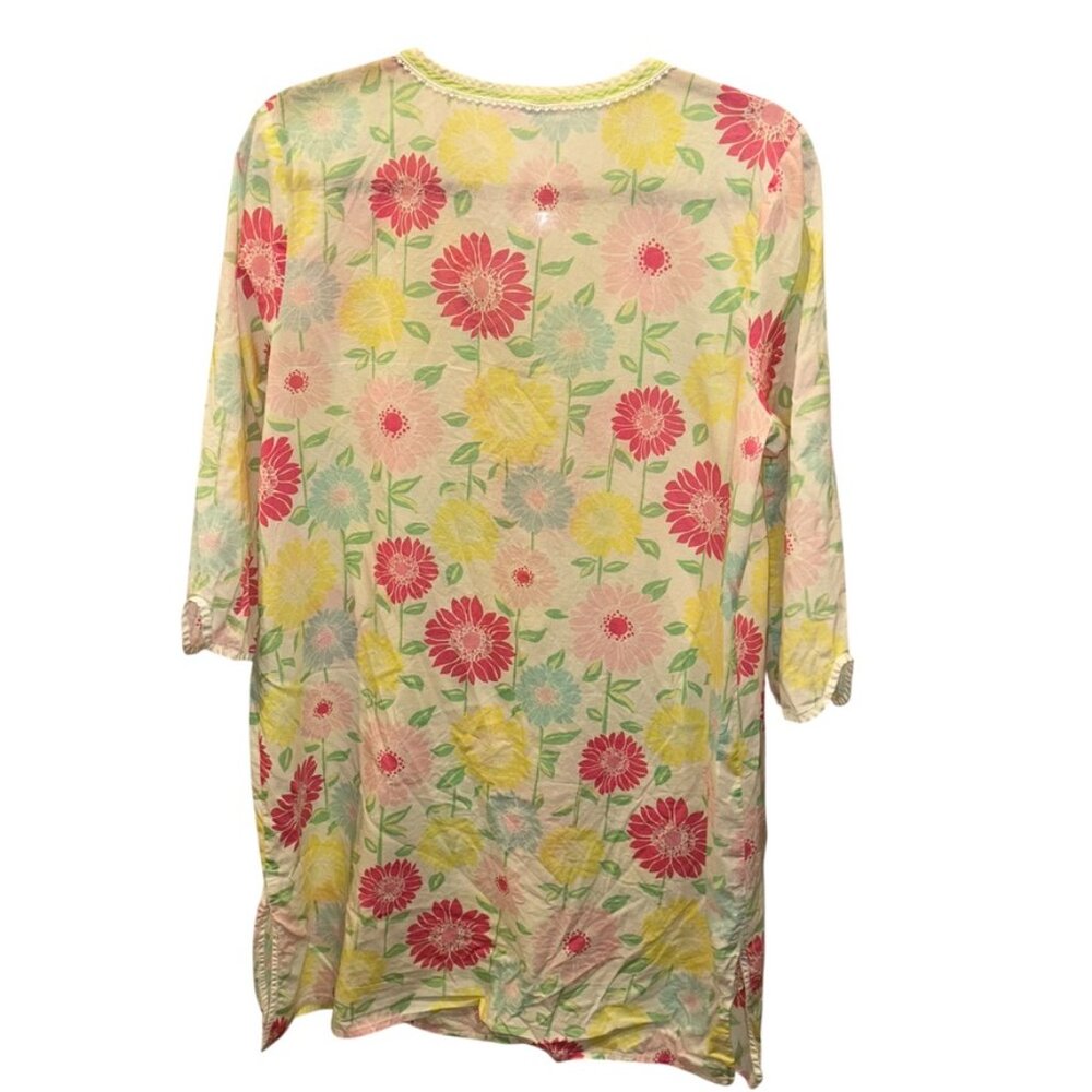 Lilly Pulitzer pink yellow pastel fade look flower print cotton tunic dress M